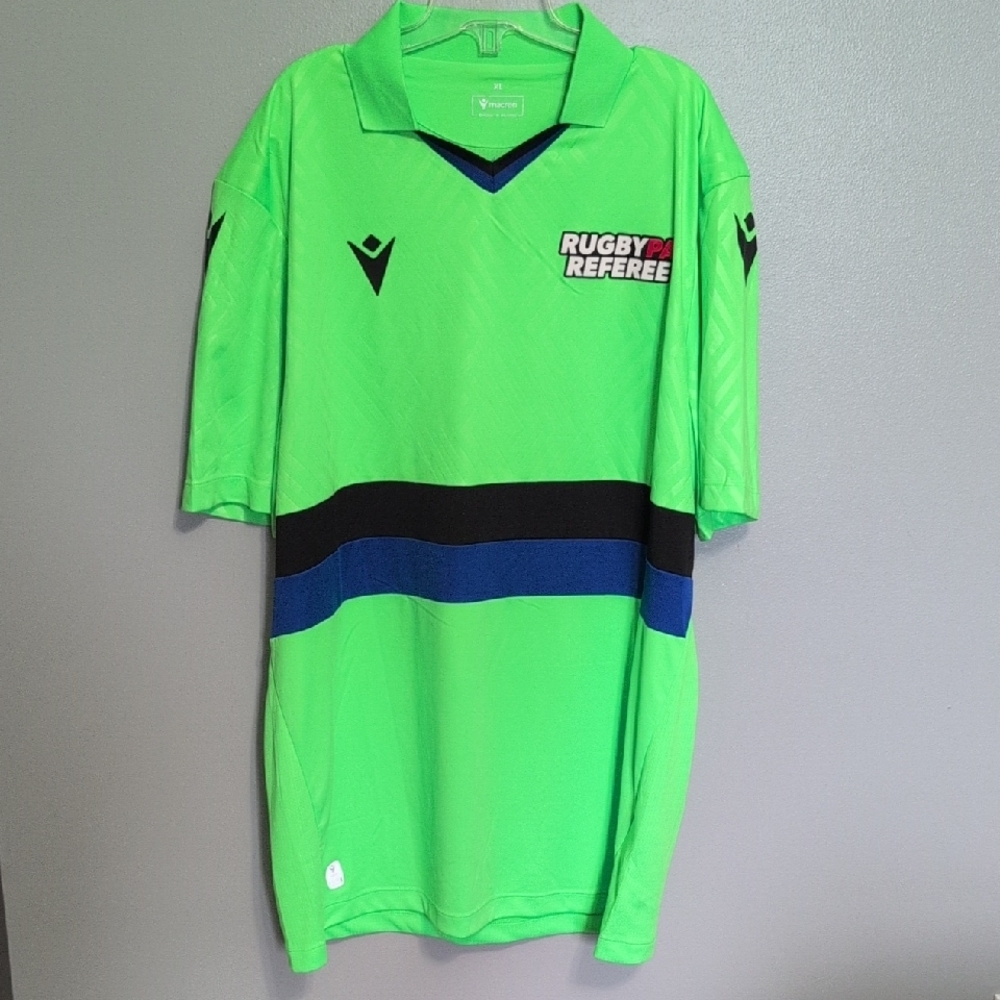 MACARON Green and Blue Performance Jersey with V-Neck